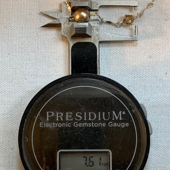 VTG Sterling Silver Champagne Faux Pearl Swarovski Crystal Station Bracelet 7.5" - Picture 10 of 11